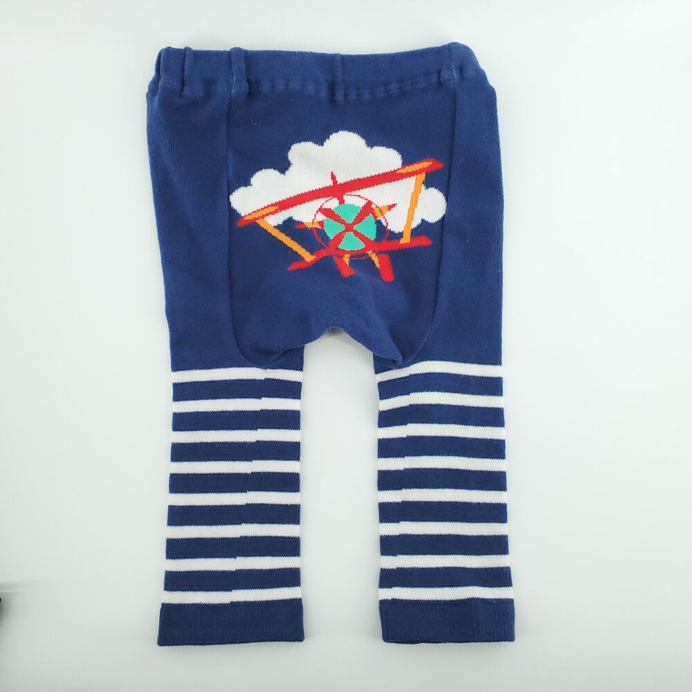 Doodle Pants NWOT Red Airplane Blue Stripes Stretch Cotton Legging Small 3-12mo
